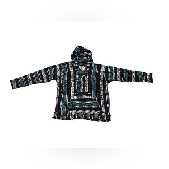 Baja Joe Hoodie Mens Small Sweater Hippie Green Black White - Picture 1 of 3